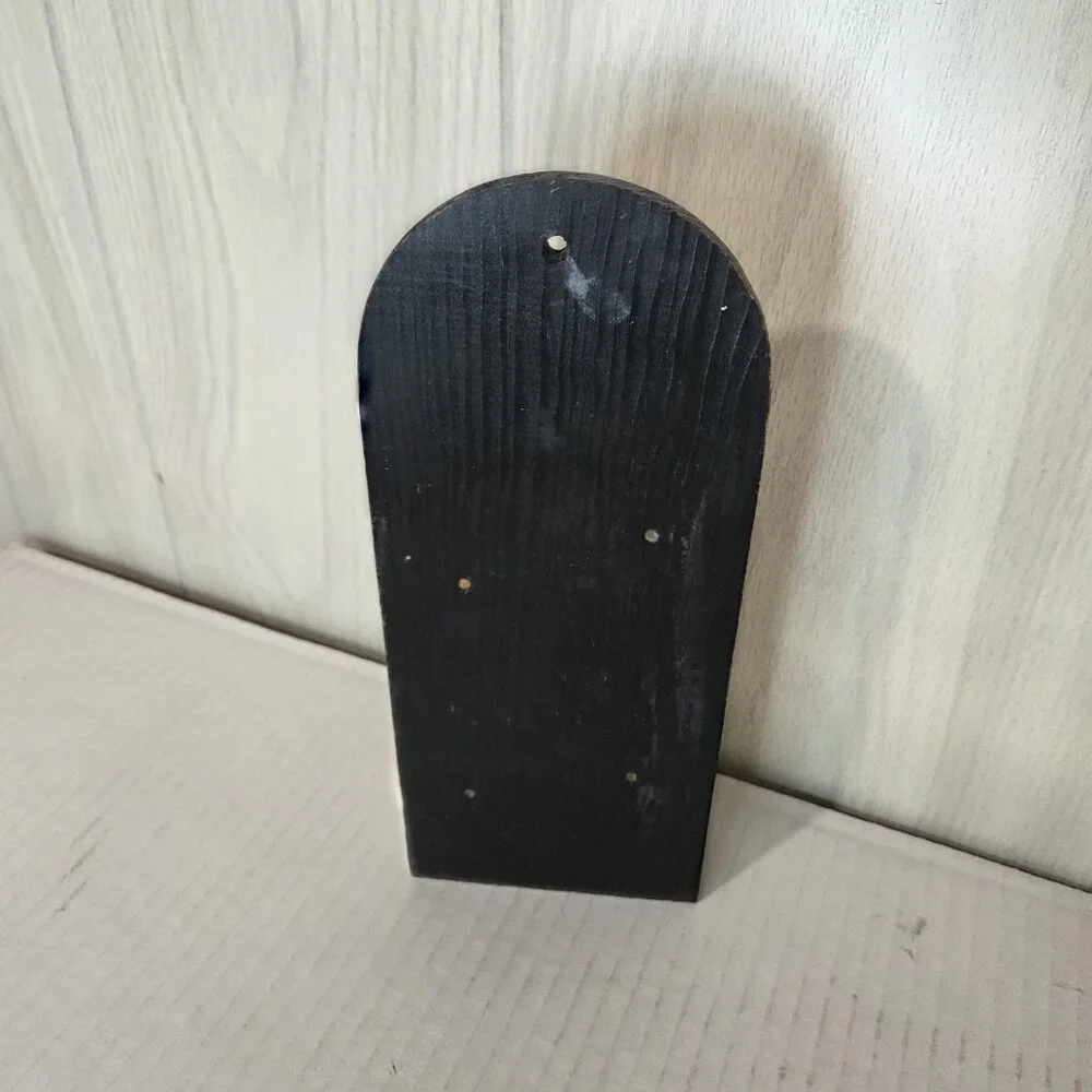 Vintage Folk Art Hand Painted Wood Hanging Knife Holder Wall Block